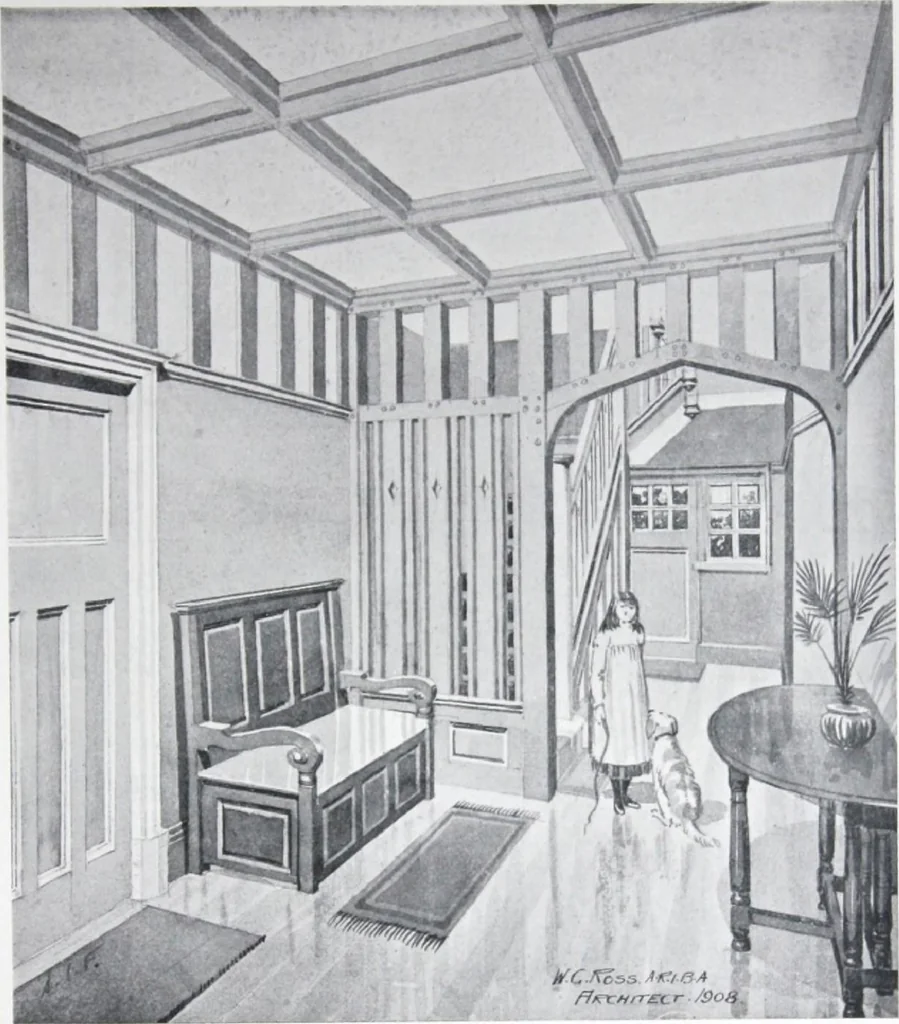 An illustration from Some small houses : illustrated with frontispiece in colour and 90 reproductions ..., 1908, leaf 44