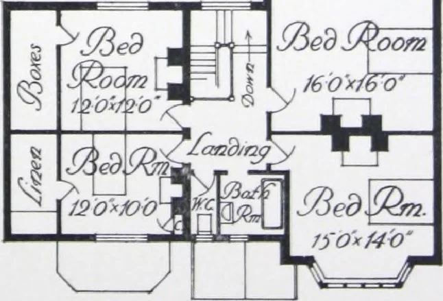 An illustration from Some small houses : illustrated with frontispiece in colour and 90 reproductions ..., 1908, leaf 44