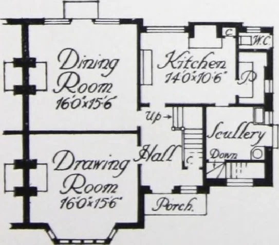 An illustration from Some small houses : illustrated with frontispiece in colour and 90 reproductions ..., 1908, leaf 56