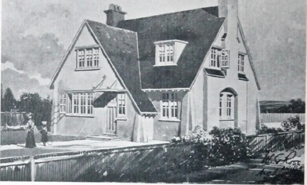 An illustration from Some small houses : illustrated with frontispiece in colour and 90 reproductions ..., 1908, leaf 57
