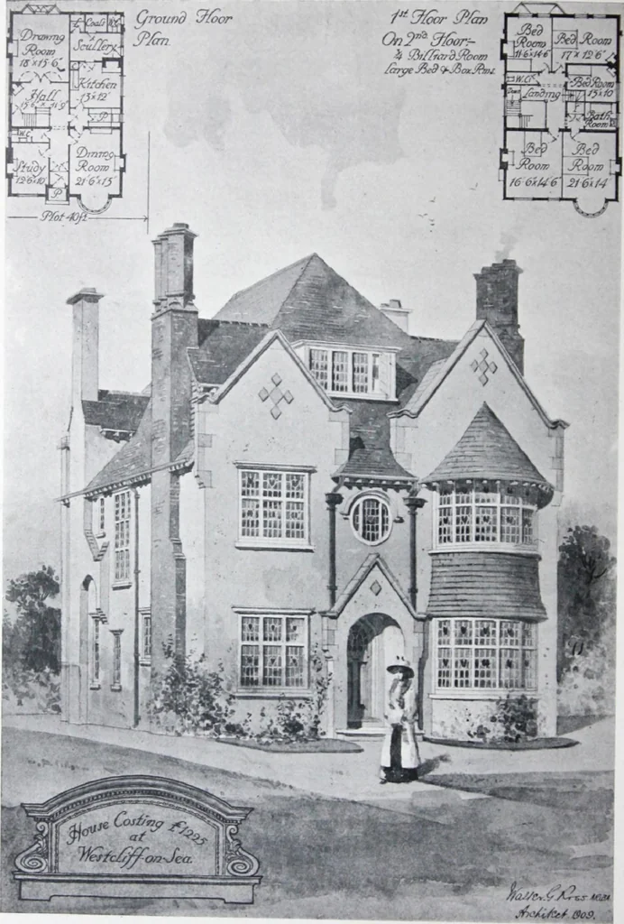 An illustration from Some small houses : illustrated with frontispiece in colour and 90 reproductions ..., 1908, leaf 59