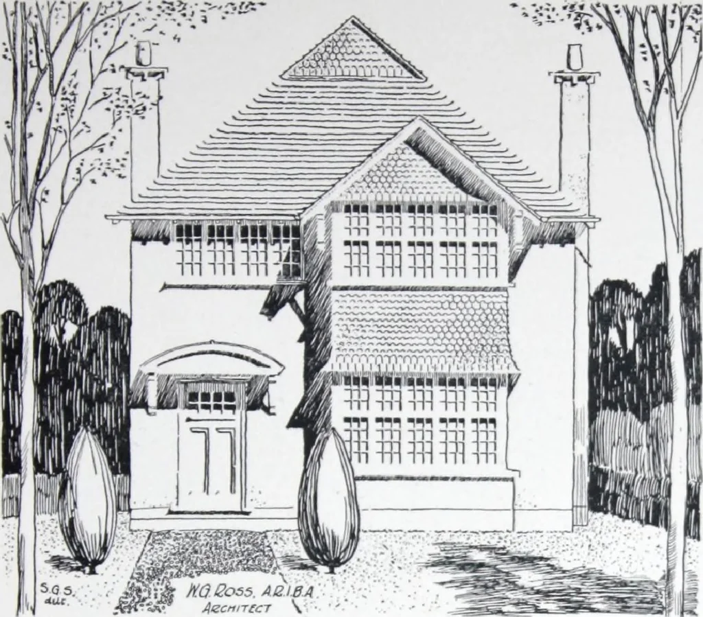 An illustration from Some small houses : illustrated with frontispiece in colour and 90 reproductions ..., 1908, leaf 60