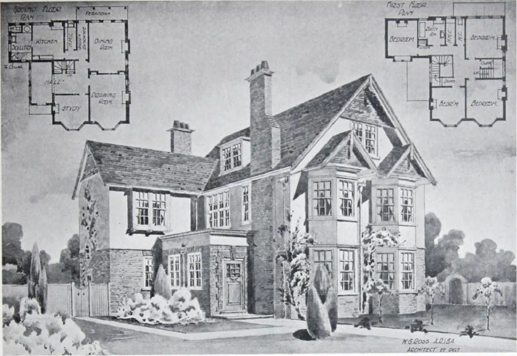 An illustration from Some small houses : illustrated with frontispiece in colour and 90 reproductions ..., 1908, leaf 64