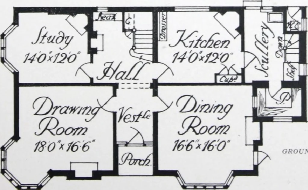 An illustration from Some small houses : illustrated with frontispiece in colour and 90 reproductions ..., 1908, leaf 68
