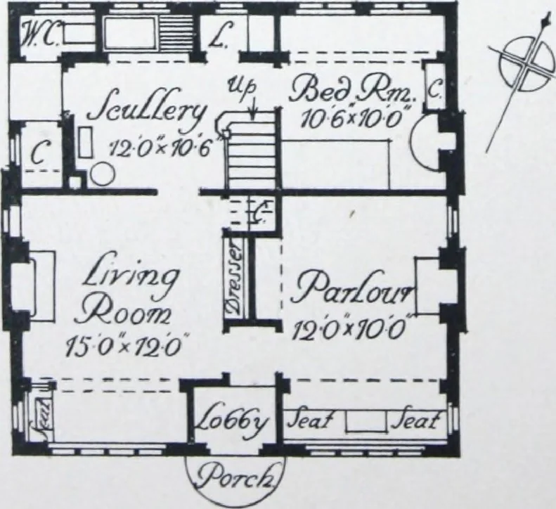 An illustration from Some small houses : illustrated with frontispiece in colour and 90 reproductions ..., 1908, leaf 75