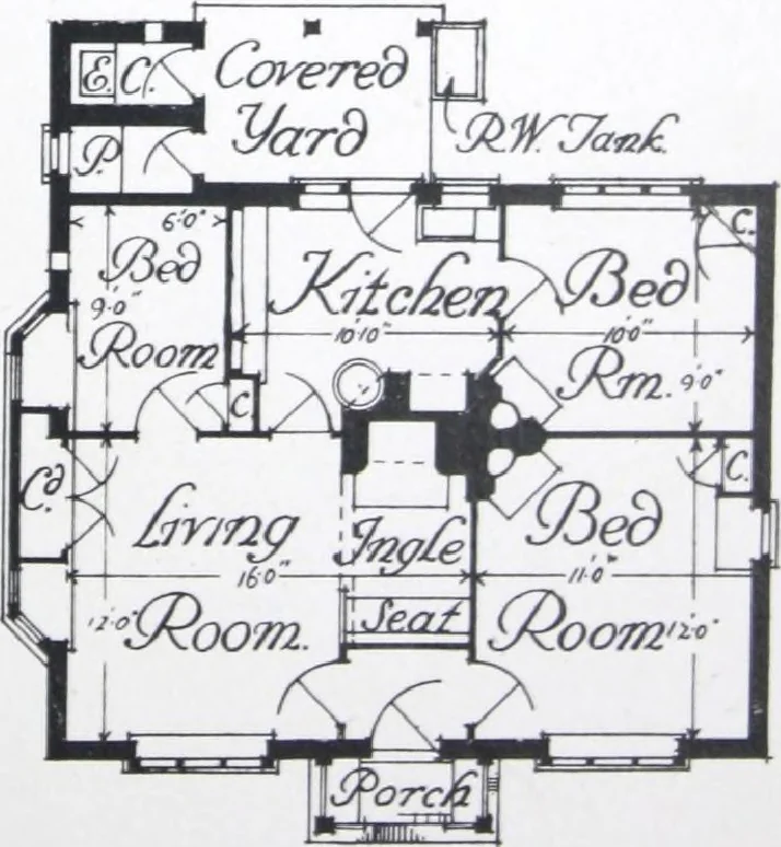 An illustration from Some small houses : illustrated with frontispiece in colour and 90 reproductions ..., 1908, leaf 90