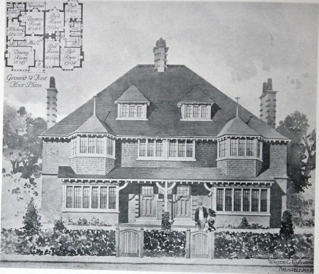 An illustration from Some small houses : illustrated with frontispiece in colour and 90 reproductions ..., 1908, leaf 93