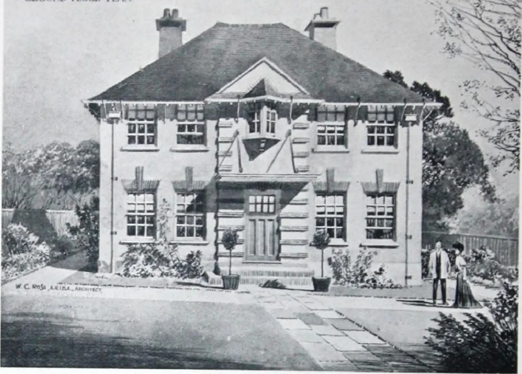 An illustration from Some small houses : illustrated with frontispiece in colour and 90 reproductions ..., 1908, leaf 95