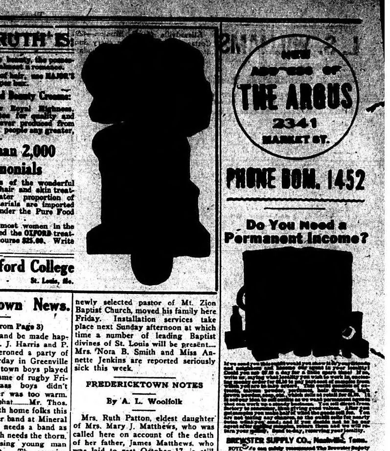 An illustration from St. Louis Argus: October 29, 1915, 1915, leaf 5
