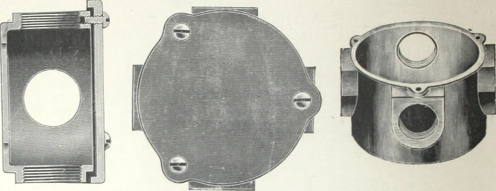 An illustration from Standard and water-tight boxes for all electrical installation purposes, 1908, leaf 17