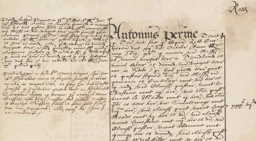 An illustration from Survey of Ralph Sadler estate, 1608, leaf 125