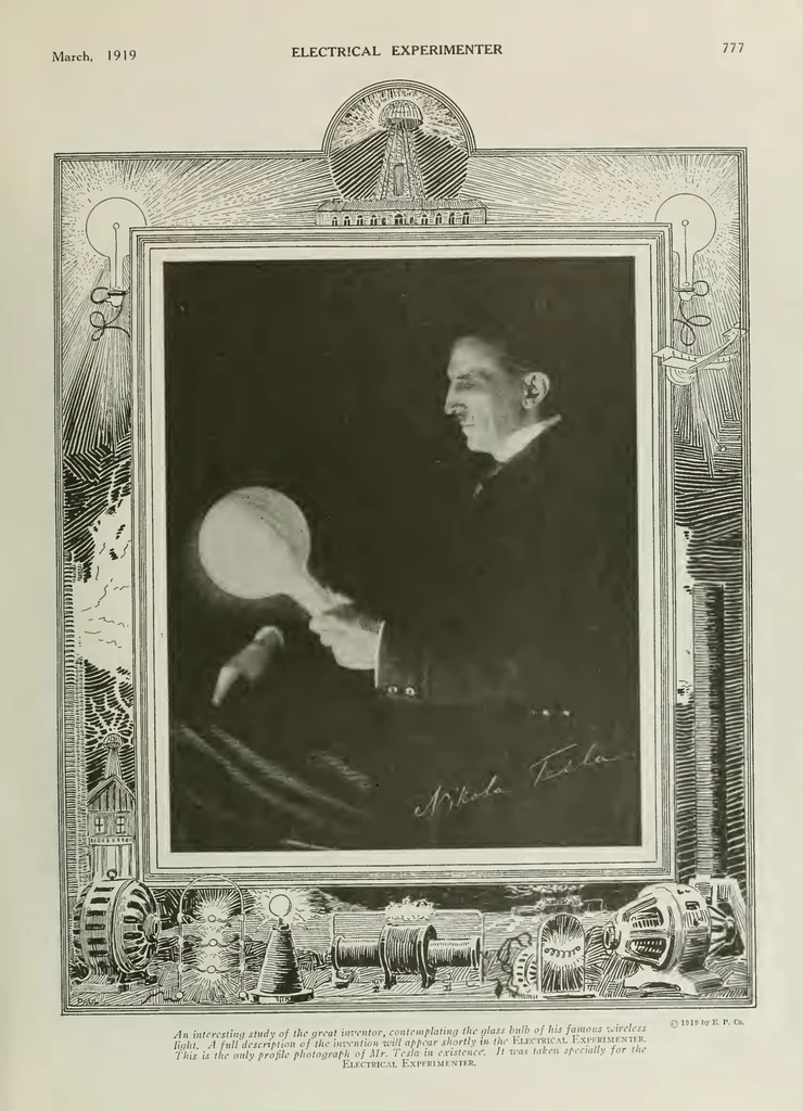 An illustration from Tesla Articles Electrical Experimenter, 1919, leaf 36