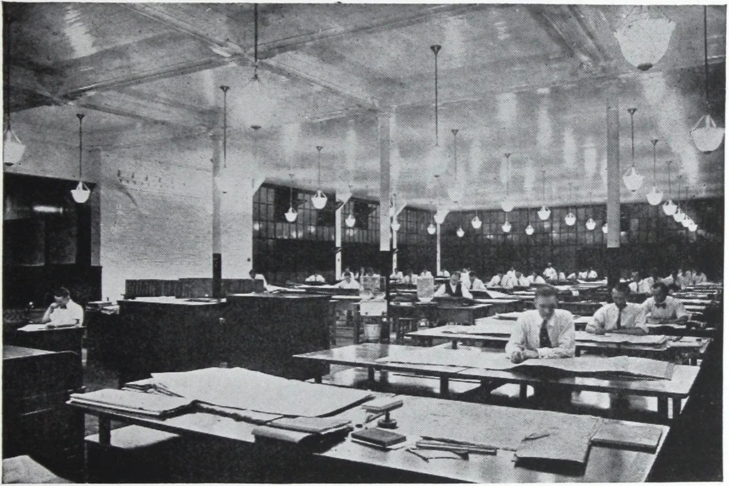 An illustration from The lighting of office buildings and drafting rooms / information compiled by A.L. Powell., 1920, leaf 14