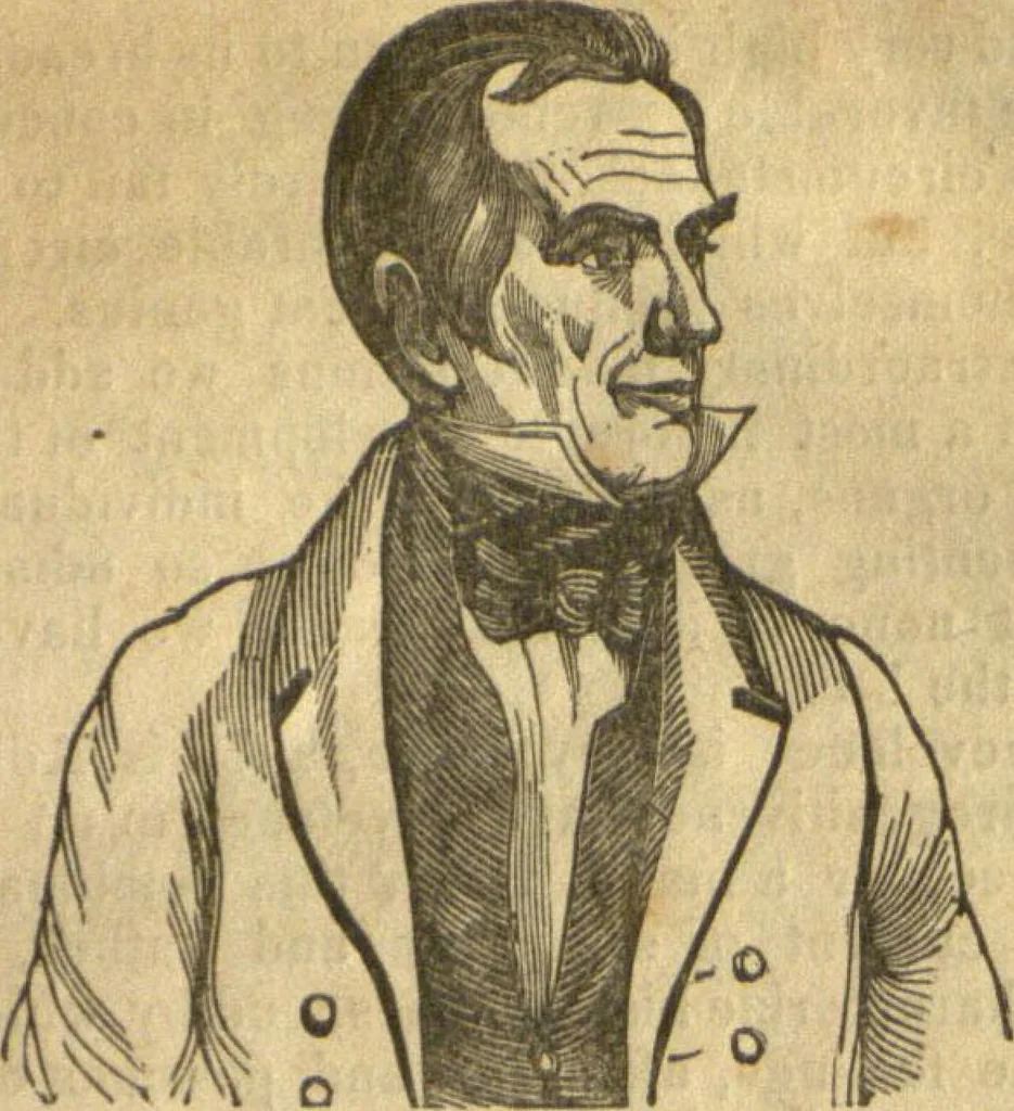 An illustration from The phrenological characters and talents of Henry Clay, Daniel Webster, John Quincy Adams, Wlliam Henry Harrison, and Andrew Jackson : as given by the most distinguished phrenologists in the United States, also notes on the same, with a brief analysis of the fundamental powers of the human mind as manifested through the brain, 1844, leaf 2
