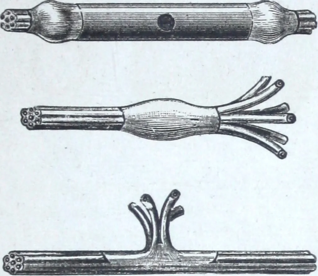 An illustration from The Standard Underground Cable Company manufacturers of telegraph, telephone and electric light cables ..., 1884, leaf 12