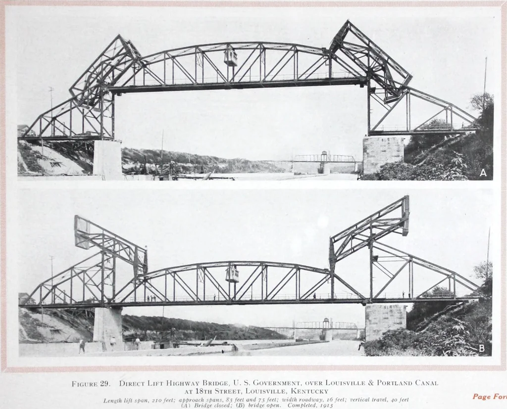 An illustration from The Strauss Bascule Bridge Company, Inc., engineers and designers of trunnion, bascule and direct lift bridges., 1920, leaf 52