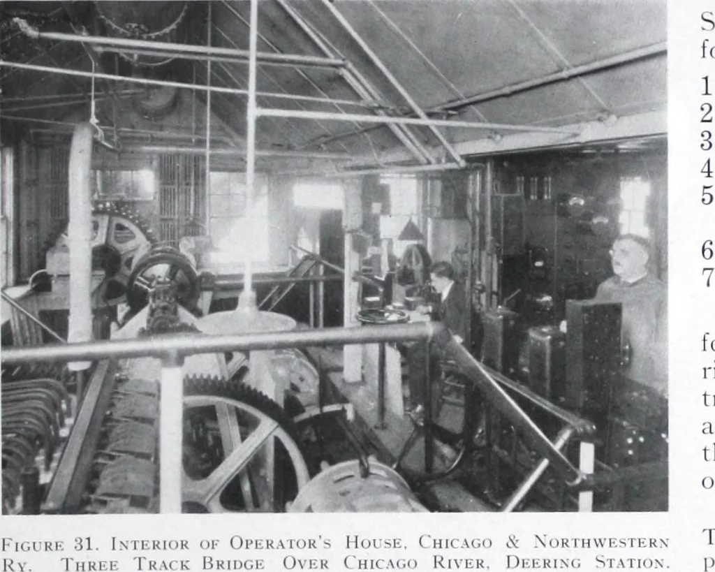 An illustration from The Strauss Bascule Bridge Company, Inc., engineers and designers of trunnion, bascule and direct lift bridges., 1920, leaf 56