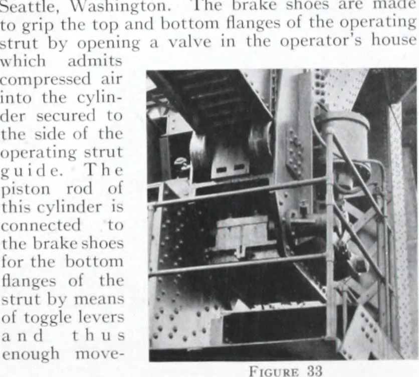 An illustration from The Strauss Bascule Bridge Company, Inc., engineers and designers of trunnion, bascule and direct lift bridges., 1920, leaf 58