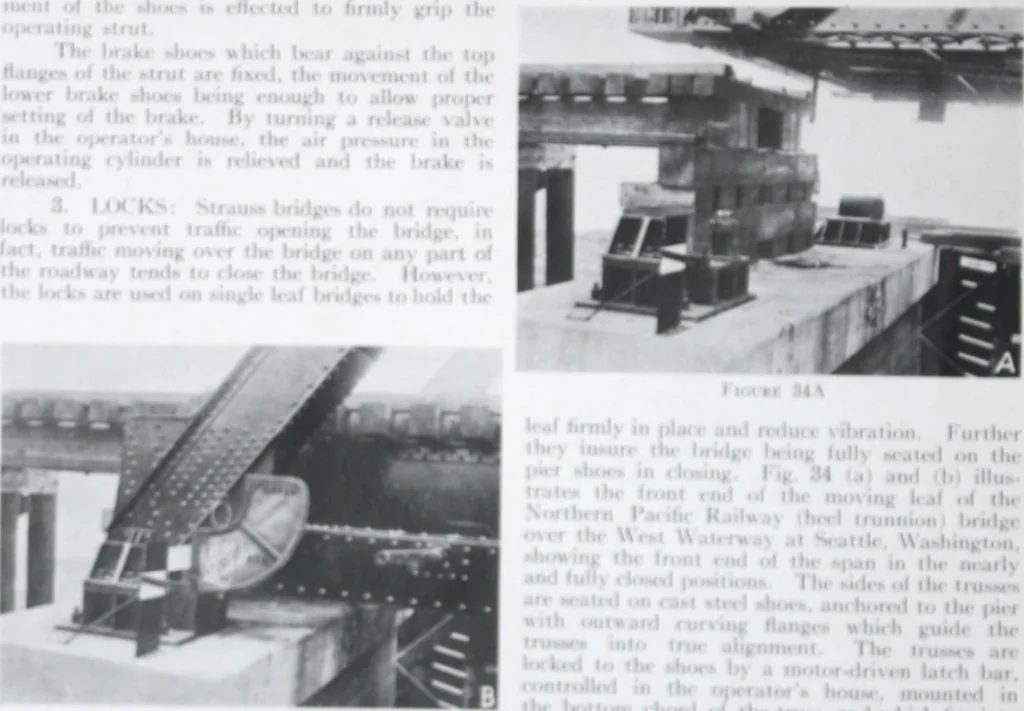 An illustration from The Strauss Bascule Bridge Company, Inc., engineers and designers of trunnion, bascule and direct lift bridges., 1920, leaf 59