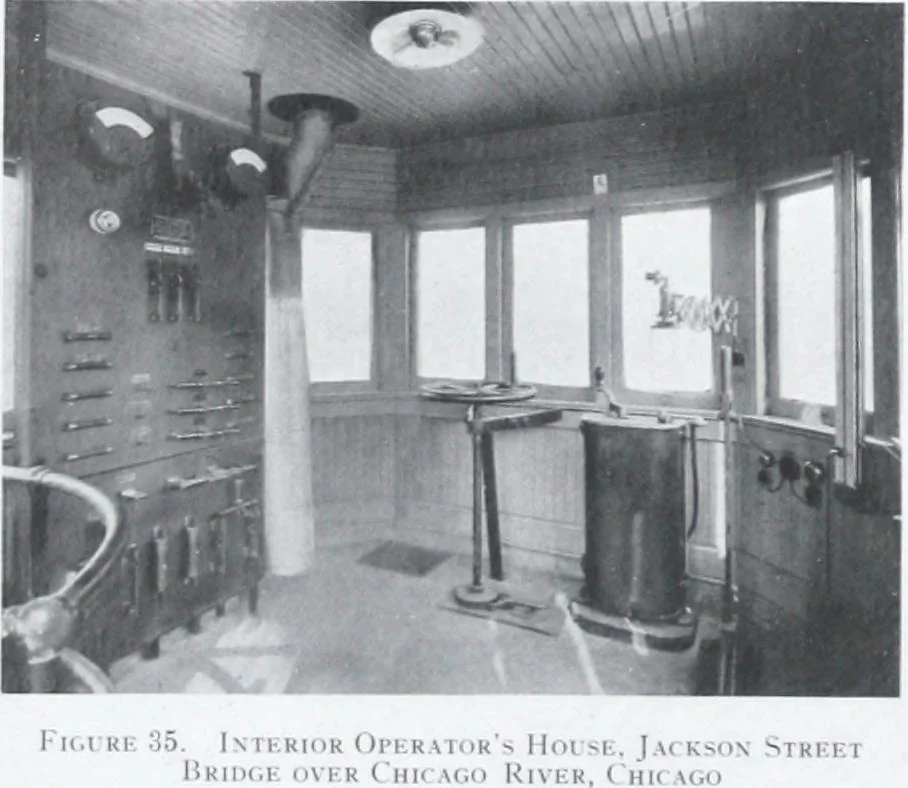 An illustration from The Strauss Bascule Bridge Company, Inc., engineers and designers of trunnion, bascule and direct lift bridges., 1920, leaf 61