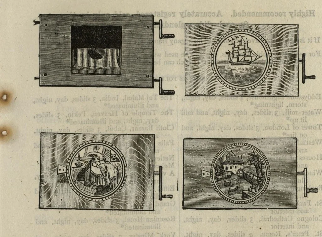 An illustration from J. Theobald and Company's extra special illustrated catalogue of magic lanterns, slides and apparatus (From the smallest Toy Lanterns and Slides to the most elaborate Professional Apparatus (c. 1900), 1900, leaf 68