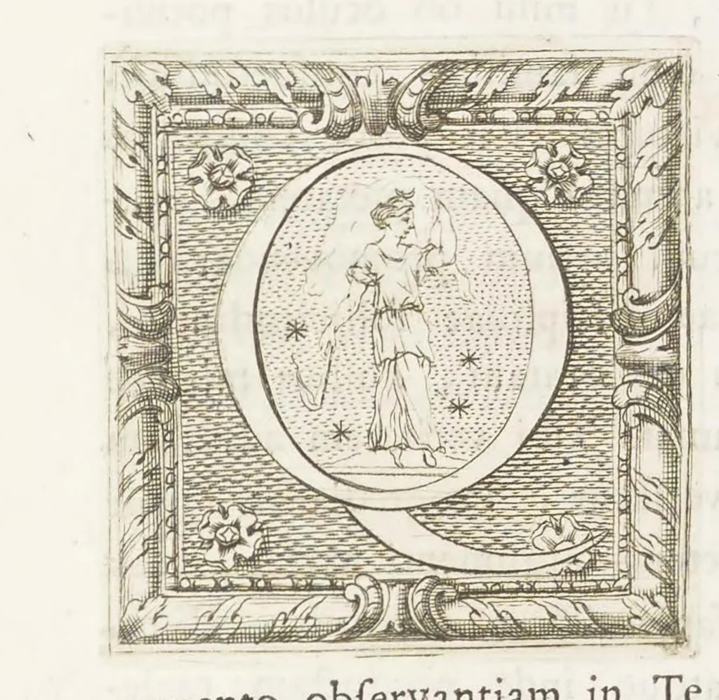 An illustration from Thesaurus gemmarum antiquarum astriferarum quae e compluribus dactyliothecis selectae aereis tabulis CC. insculptae observationibus inlustrantur adiectis parergis LX. Atlante Farnesiano prolegomenis. Diatribis III. Dissertationibu​s XV. et indicibus. Volumen II, 1750, leaf 362