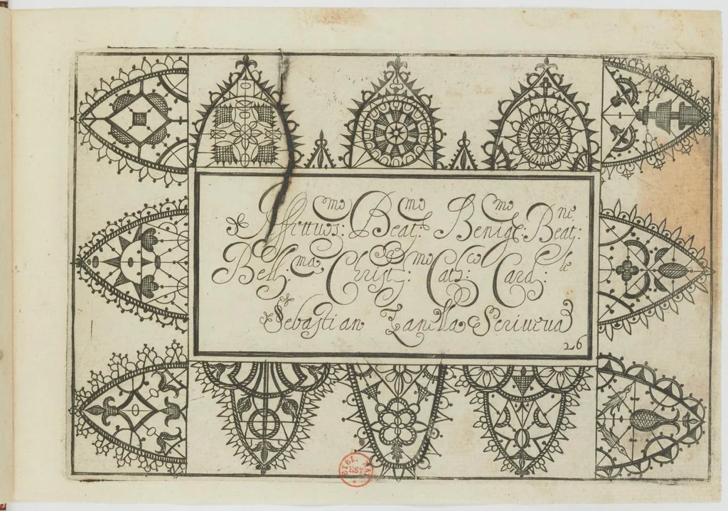 An illustration from Ghirlanda di sei vaghi fiori scielti da piu famosi giardini d'Italia : belle lettere, dotte sententie, novi merli, moderne mansioni, leggiadri lavori, usati numeri : raccolti da Pietro Paolo Tozzi, 1616, leaf 49