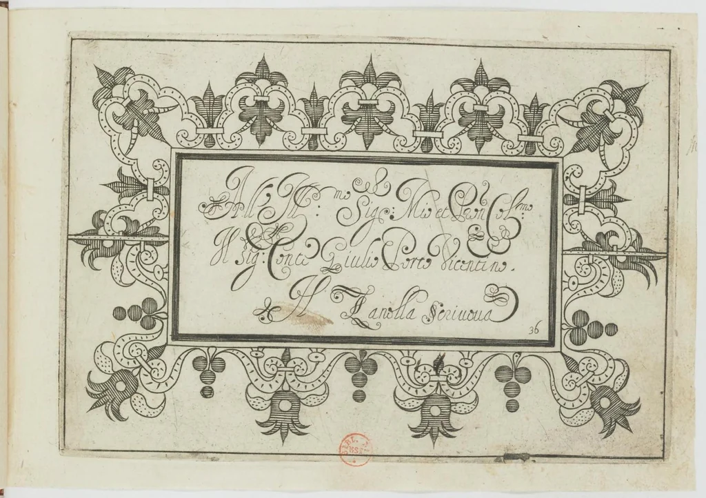 An illustration from Ghirlanda di sei vaghi fiori scielti da piu famosi giardini d'Italia : belle lettere, dotte sententie, novi merli, moderne mansioni, leggiadri lavori, usati numeri : raccolti da Pietro Paolo Tozzi, 1616, leaf 59