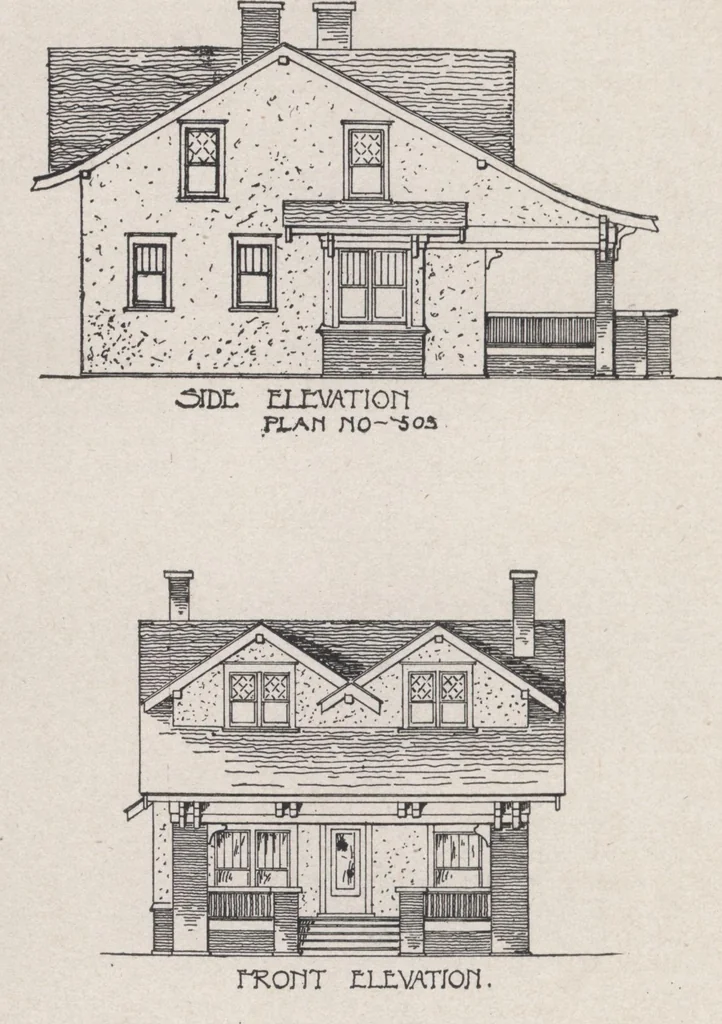 An illustration from Construction of dwelling houses and bungalows, 1913, leaf 107