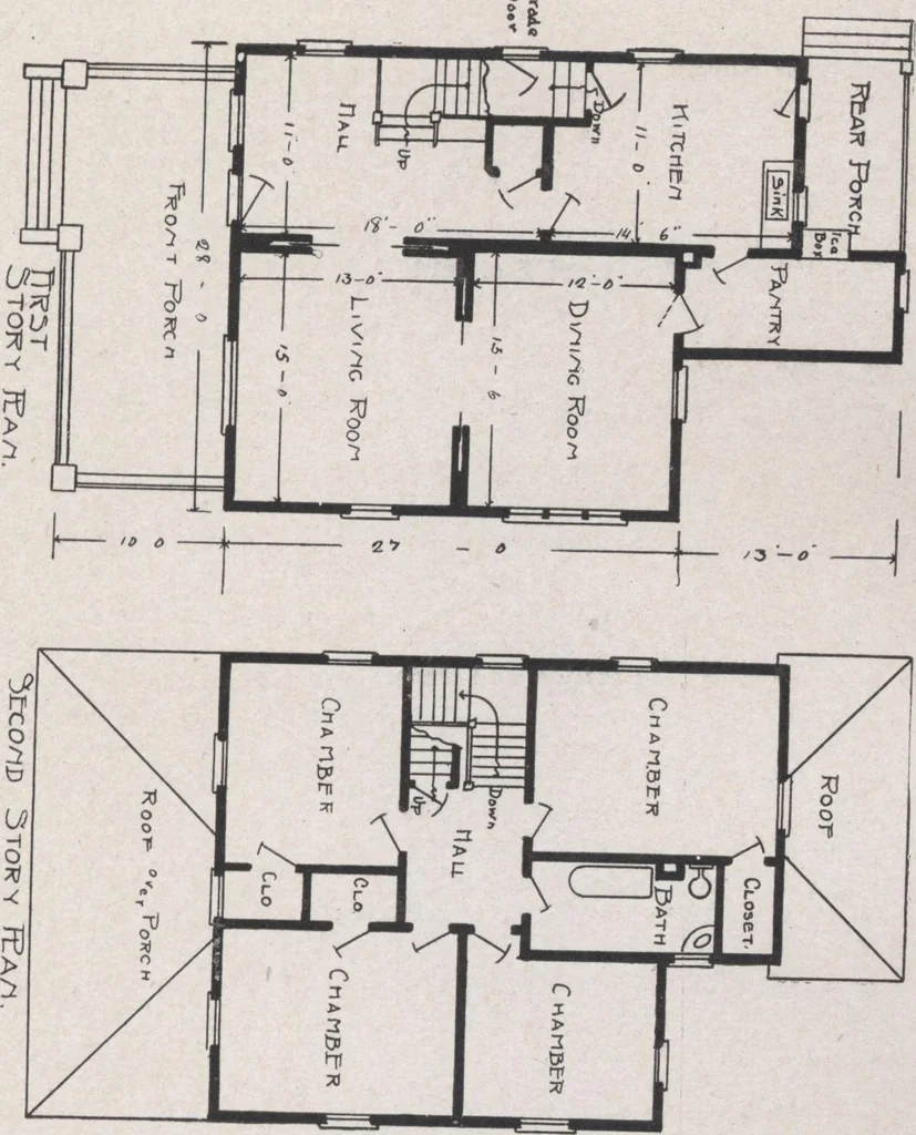 An illustration from Construction of dwelling houses and bungalows, 1913, leaf 128