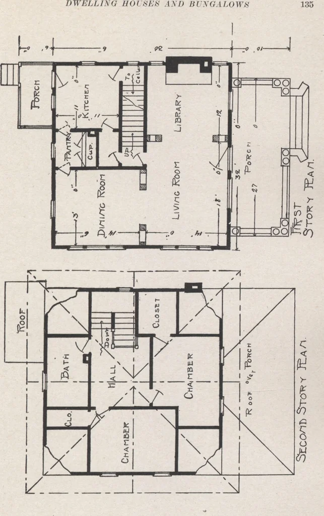 An illustration from Construction of dwelling houses and bungalows, 1913, leaf 136
