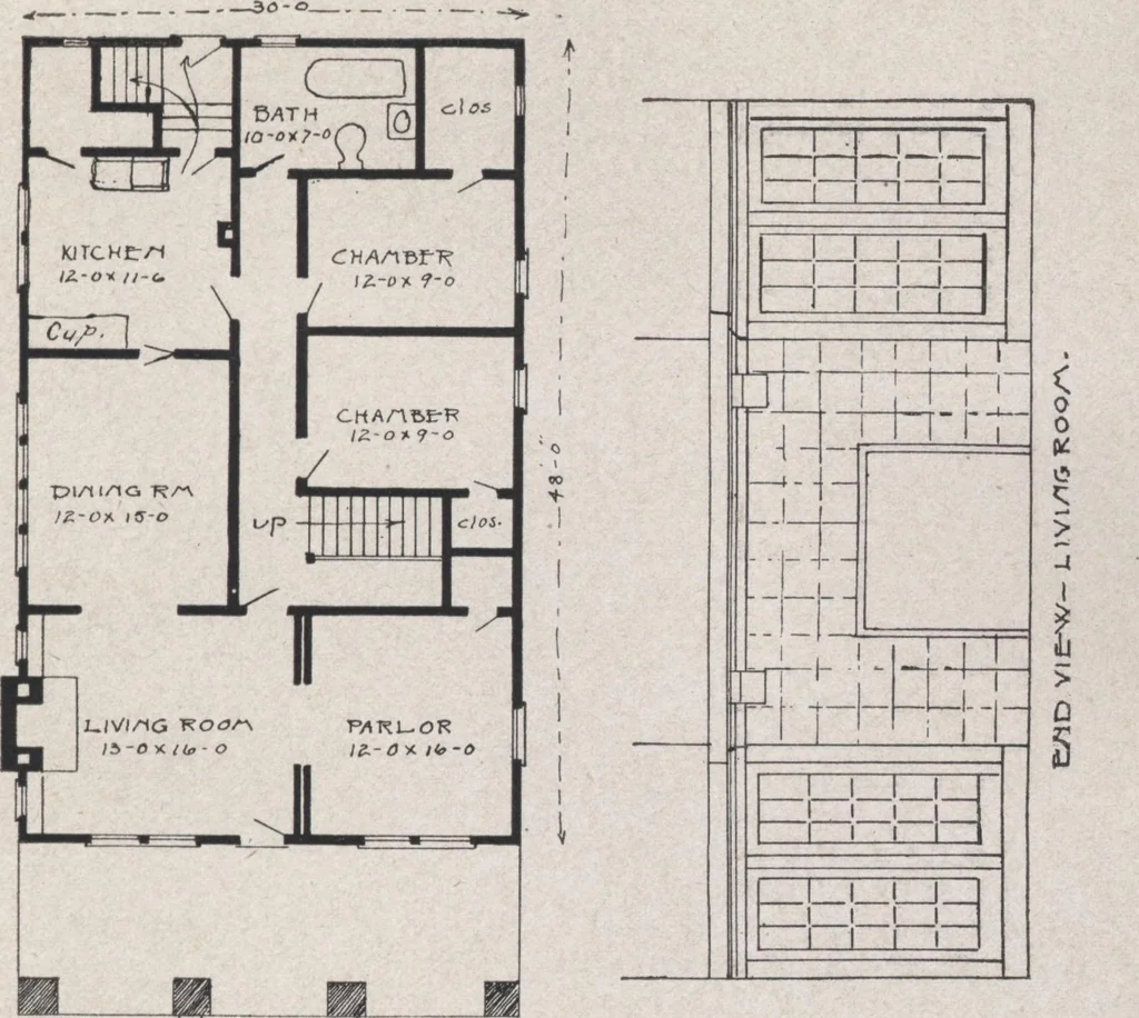 An illustration from Construction of dwelling houses and bungalows, 1913, leaf 154