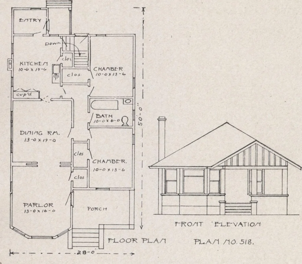 An illustration from Construction of dwelling houses and bungalows, 1913, leaf 175