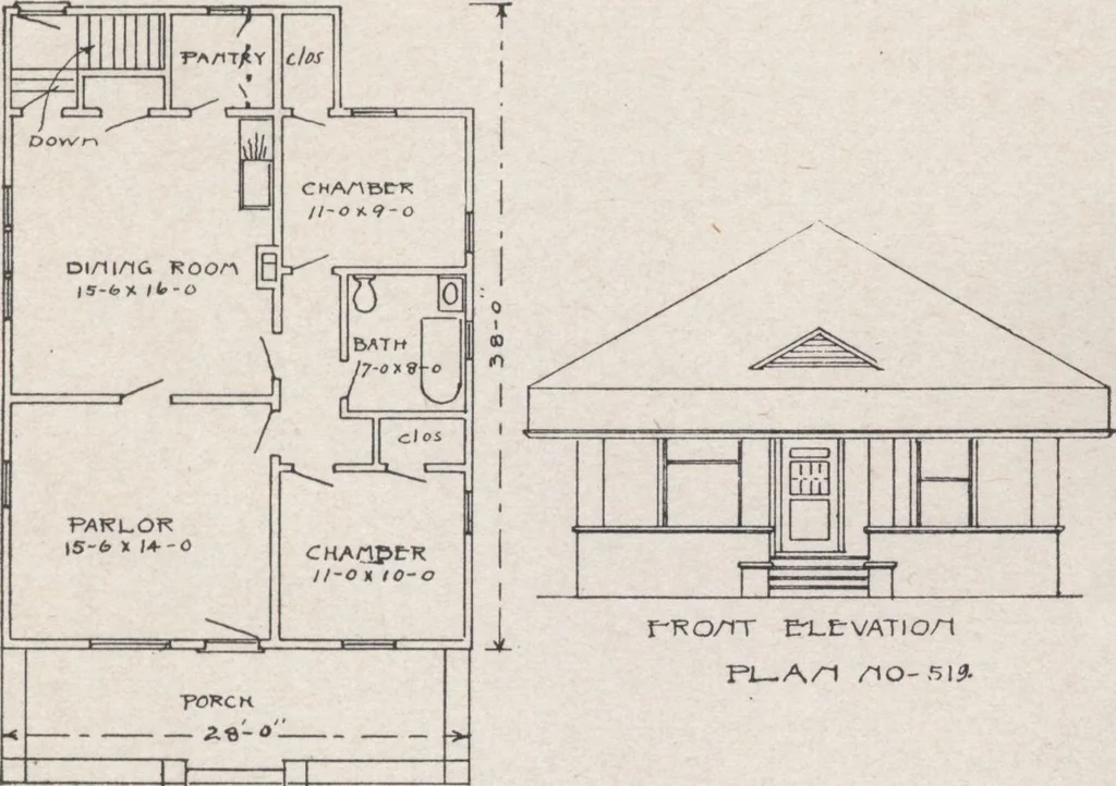 An illustration from Construction of dwelling houses and bungalows, 1913, leaf 178