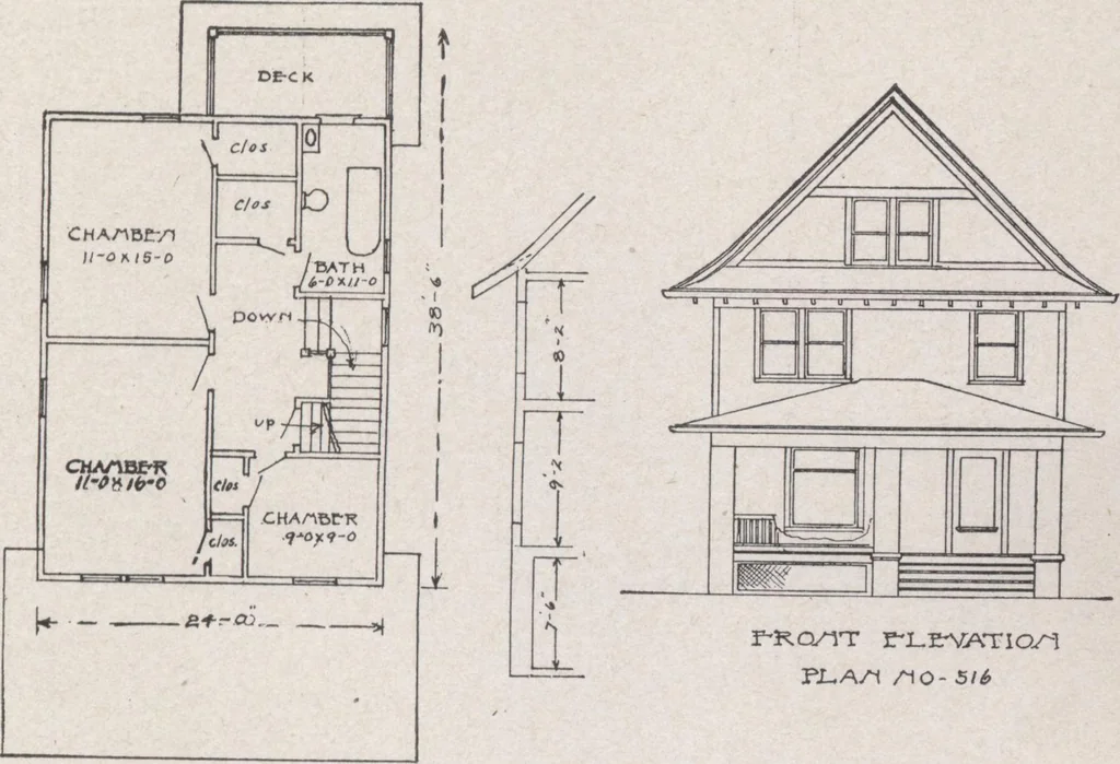 An illustration from Construction of dwelling houses and bungalows, 1913, leaf 180