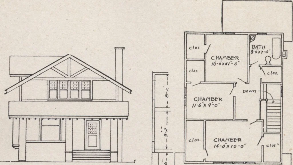 An illustration from Construction of dwelling houses and bungalows, 1913, leaf 181