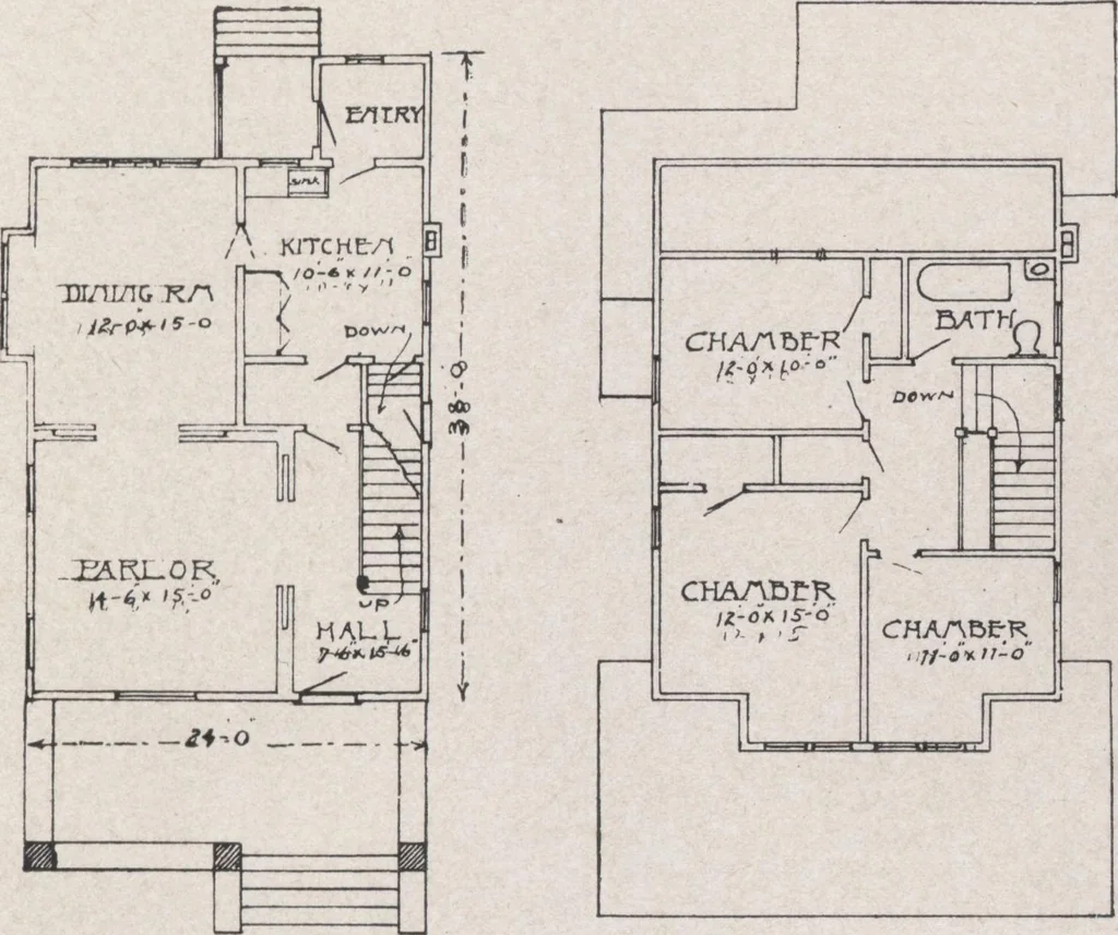 An illustration from Construction of dwelling houses and bungalows, 1913, leaf 190
