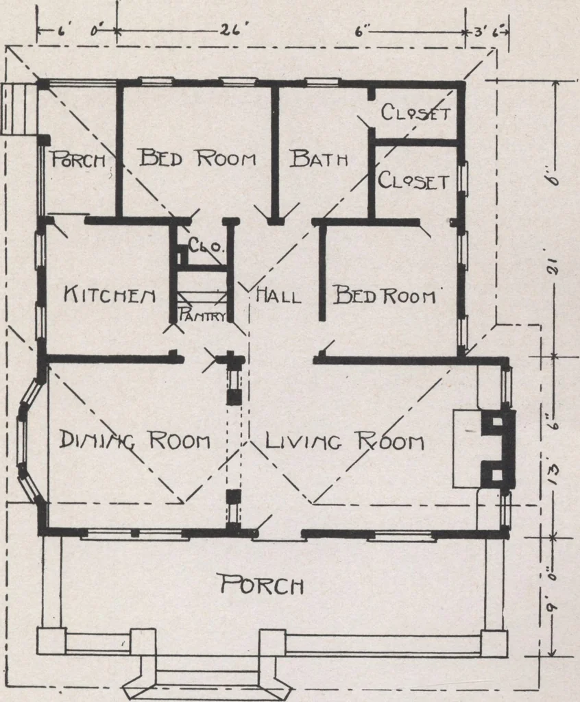 An illustration from Construction of dwelling houses and bungalows, 1913, leaf 198