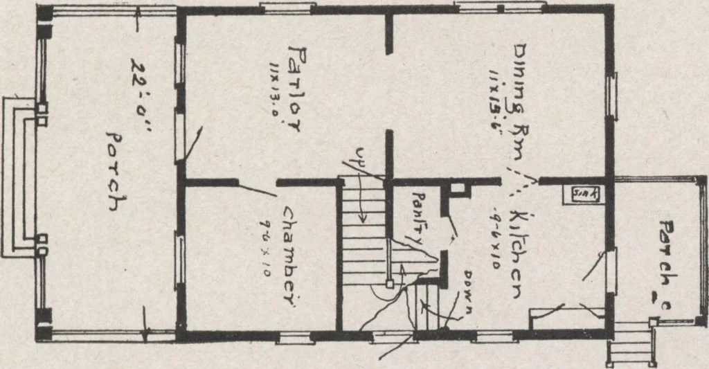 An illustration from Construction of dwelling houses and bungalows, 1913, leaf 46