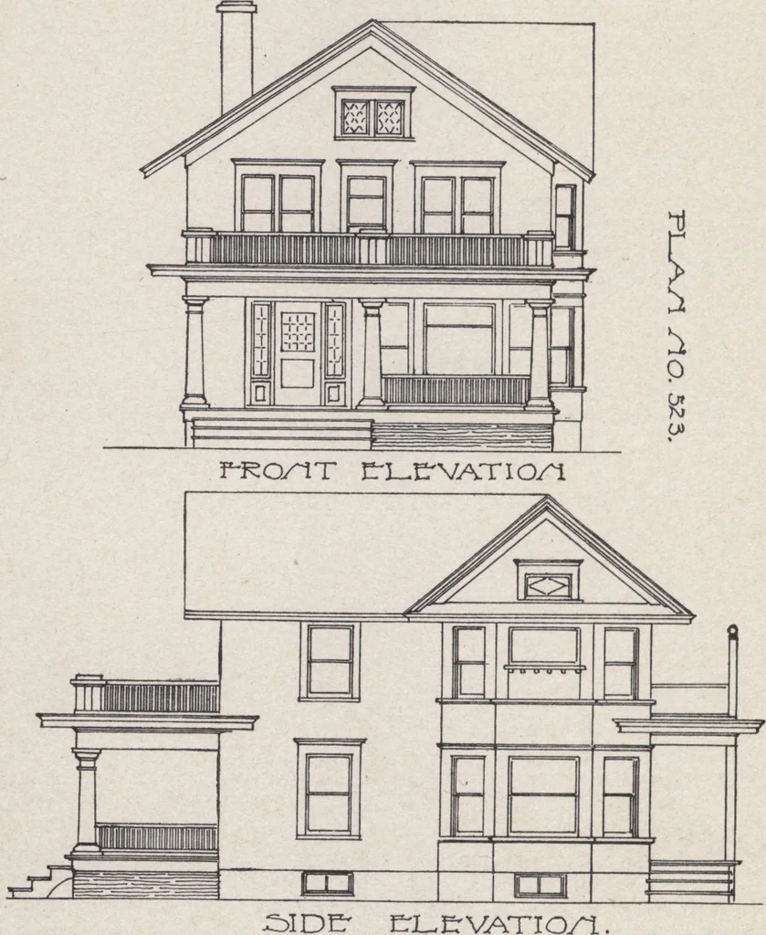 An illustration from Construction of dwelling houses and bungalows, 1913, leaf 91