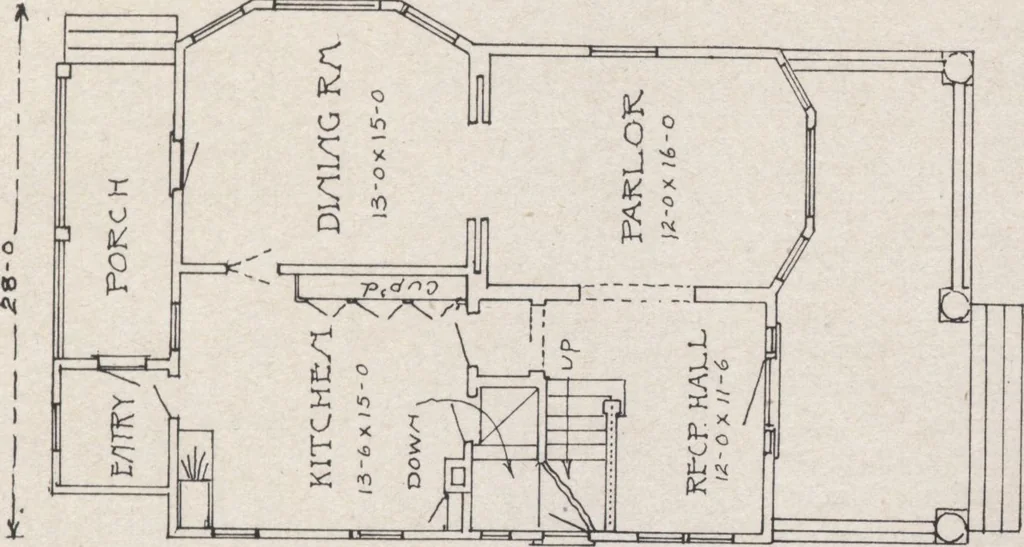An illustration from Construction of dwelling houses and bungalows, 1913, leaf 92