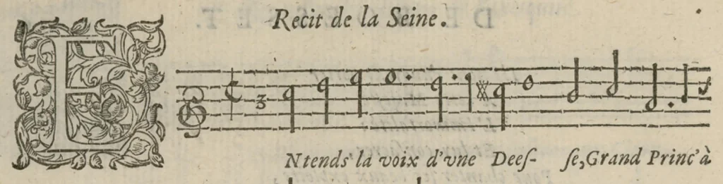 An illustration from Airs de cour avec la tablature de luth de Anthoine de Boesset, surintendant de la musique de la Chambre du Roy, & de la Reyne. Seiziesme livre., 1643, leaf 17