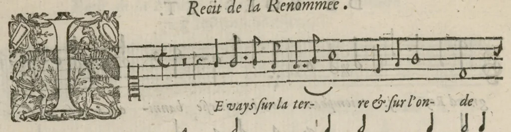 An illustration from Airs de cour avec la tablature de luth de Anthoine de Boesset, surintendant de la musique de la Chambre du Roy, & de la Reyne. Seiziesme livre., 1643, leaf 23