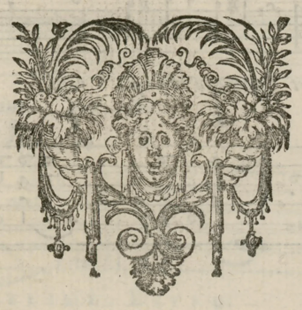 An illustration from Airs de cour avec la tablature de luth de Anthoine de Boesset, surintendant de la musique de la Chambre du Roy, & de la Reyne. Seiziesme livre., 1643, leaf 52