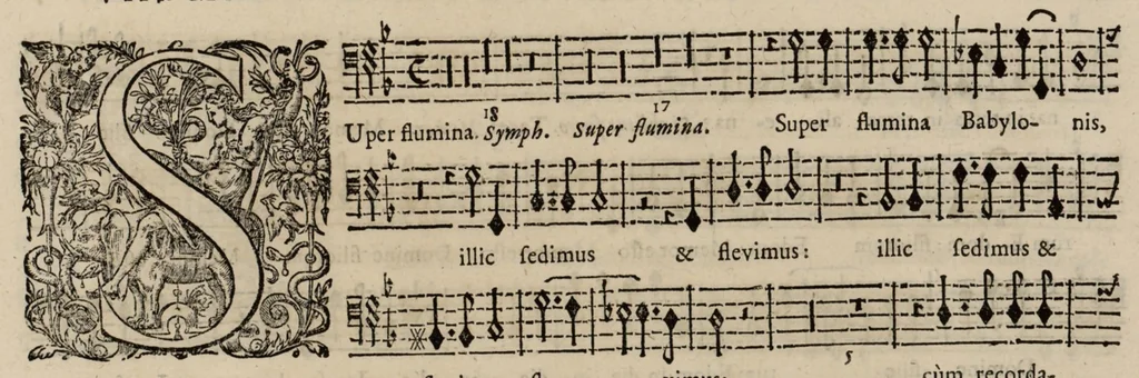 An illustration from Motets pour la chapelle du Roy, mis en musique, par Monsieur Du Mont abbé de Silly, & maistre de la musique, de ladite chapelle. Basse du grand choeur., 1686, leaf 30