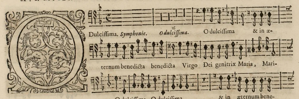 An illustration from Motets pour la chapelle du Roy, mis en musique, par Monsieur Du Mont abbé de Silly, & maistre de la musique, de ladite chapelle. Basse du grand choeur., 1686, leaf 46