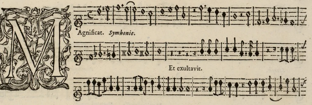 An illustration from Motets pour la chapelle du Roy, mis en musique, par Monsieur Du Mont abbé de Silly, & maistre de la musique, de ladite chapelle. Second dessus de violon., 1686, leaf 56