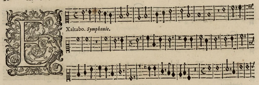 An illustration from Motets pour la chapelle du Roy, mis en musique, par Monsieur Du Mont abbé de Silly, & maistre de la musique, de ladite chapelle. Haute-contre de violon., 1686, leaf 37