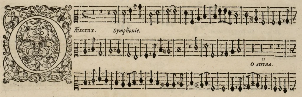 An illustration from Motets pour la chapelle du Roy, mis en musique, par Monsieur Du Mont abbé de Silly, & maistre de la musique, de ladite chapelle. Haute-contre de violon., 1686, leaf 50