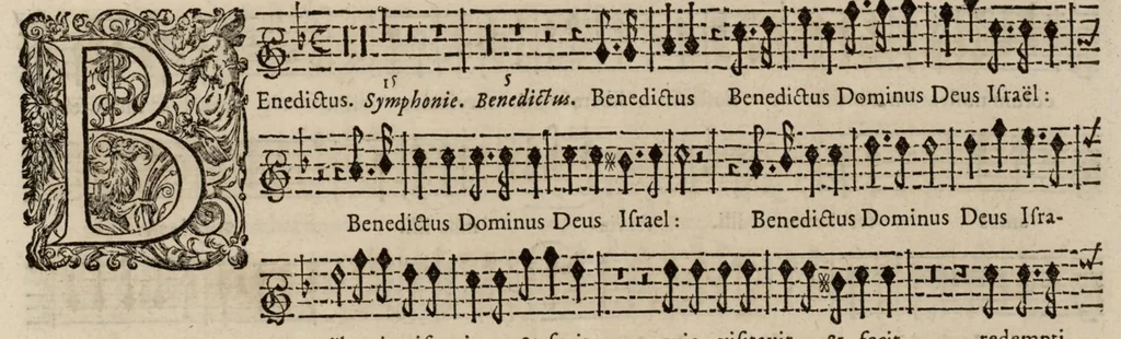 An illustration from Motets pour la chapelle du Roy, mis en musique, par Monsieur Du Mont abbé de Silly, & maistre de la musique, de ladite chapelle. Dessus du petit choeur., 1686, leaf 16